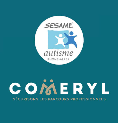 Logo Sésame Autisme et logo Comeryl